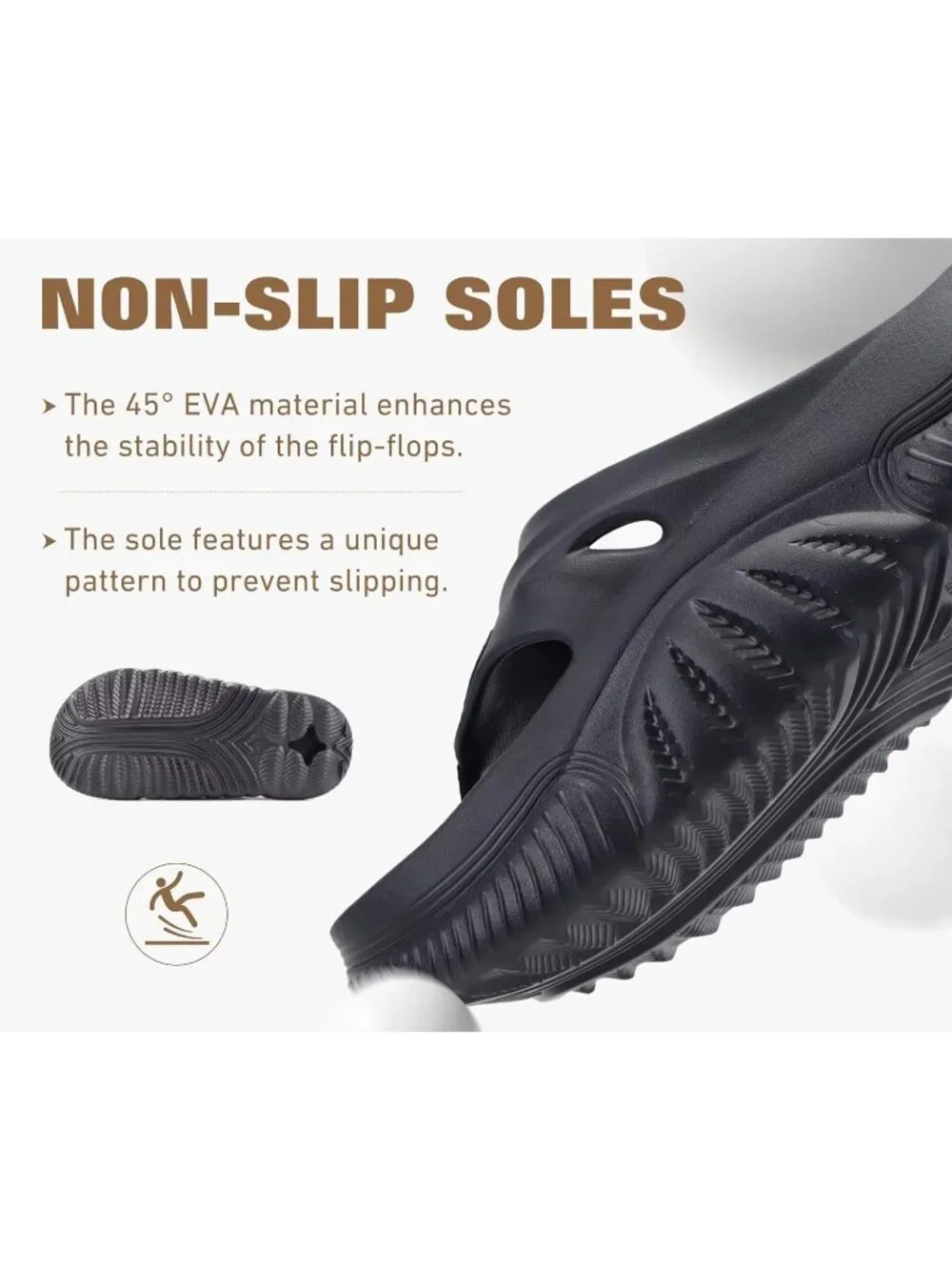 Men's All Black Orthopaedic Foot bed Flip Flops Fabric Toe Post Beach Sandals